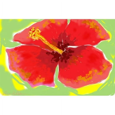 Marmont Hill "Red Hibiscus" by Arthur Pina Painting Print on Wrapped Canvas