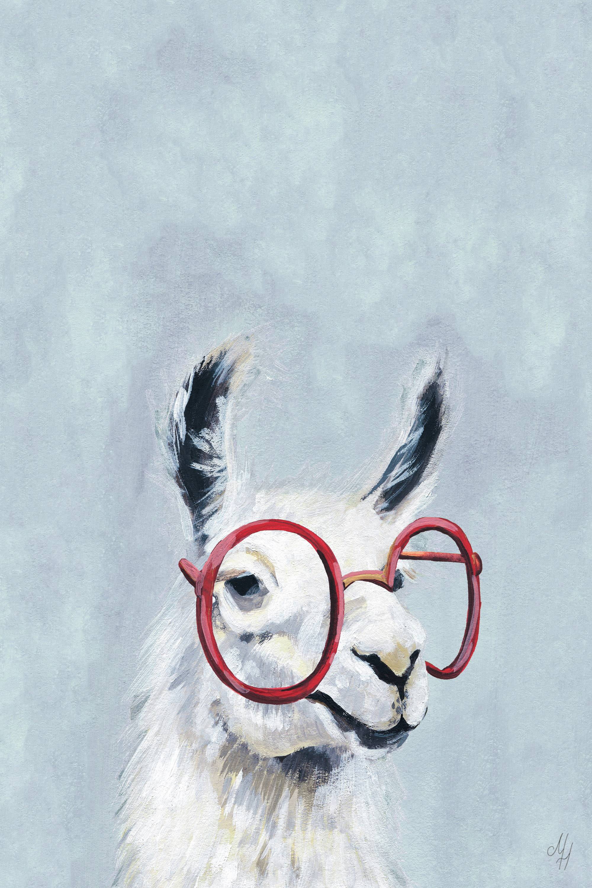 Marmont Hill Red Llama Glasses II Canvas Wall Art
