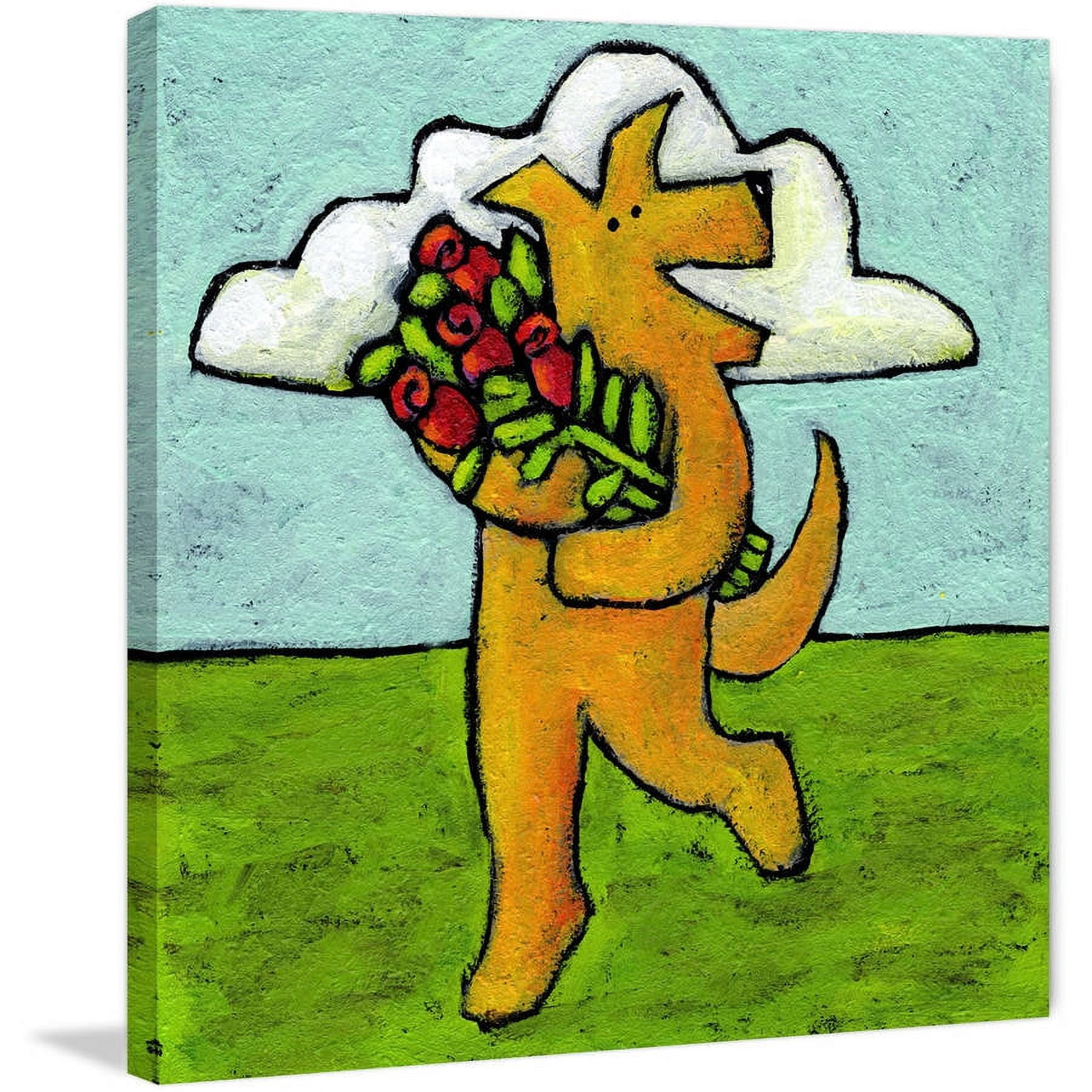 Marmont Hill - "Red Roses for Dog" by Janet Nelson Painting Print on Wrapped Canvas