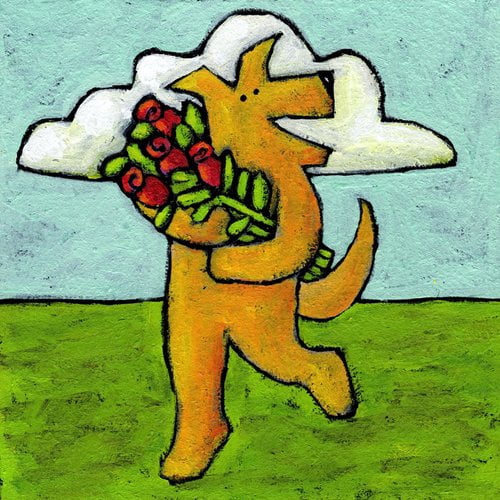 Marmont Hill - "Red Roses for Dog" by Janet Nelson Painting Print on Wrapped Canvas