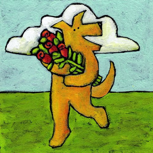 Marmont Hill - "Red Roses for Dog" by Janet Nelson Painting Print on Wrapped Canvas