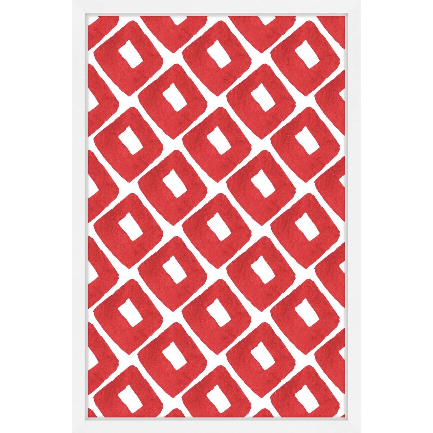 Marmont Hill "Red Squares" Framed Painting Print