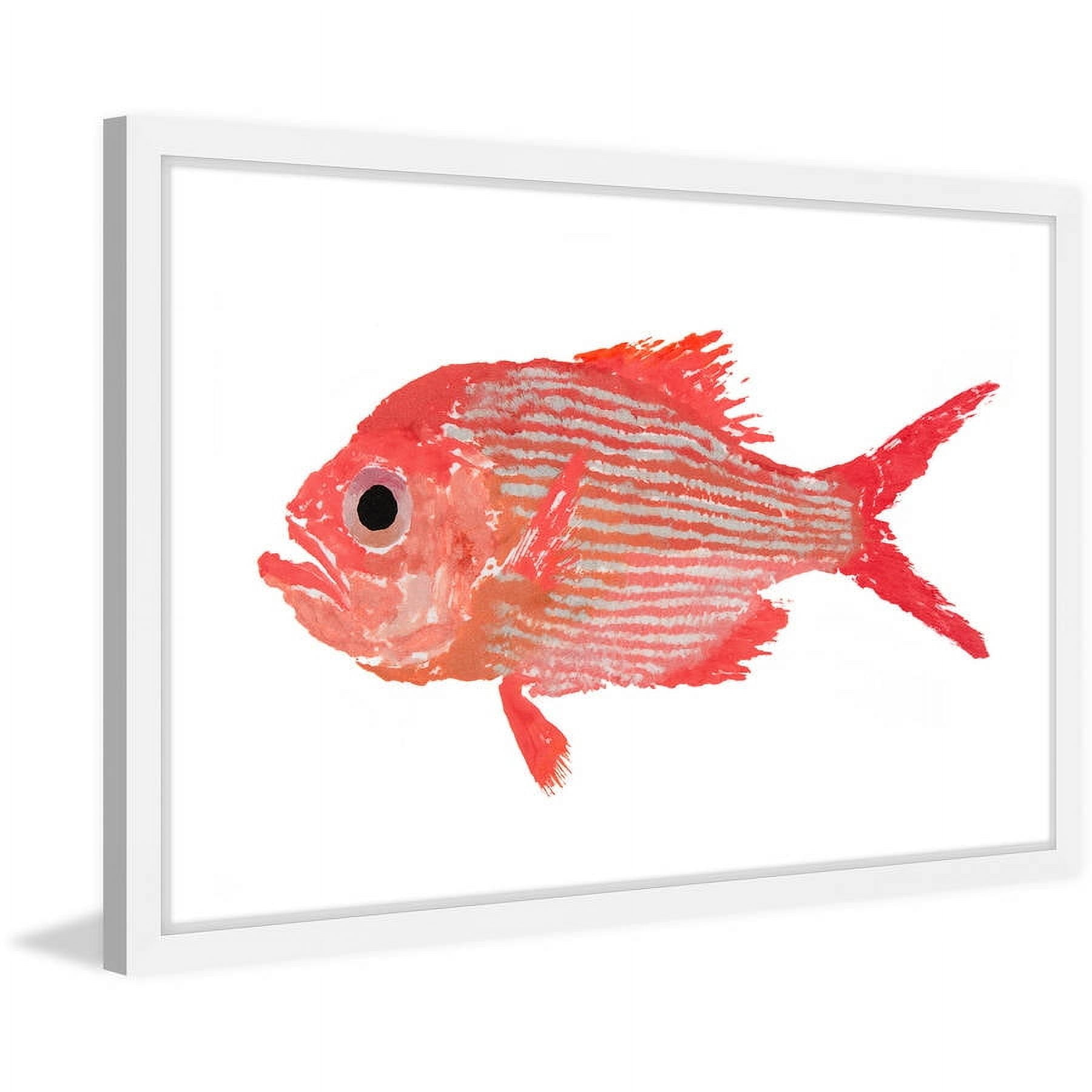 Marmont Hill "Red Striped Fish" by Michael Pantalos Framed Painting Print