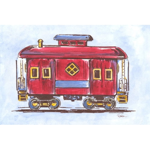 Marmont Hill "Red Train" by Reesa Qualia Painting Print on Wrapped Canvas