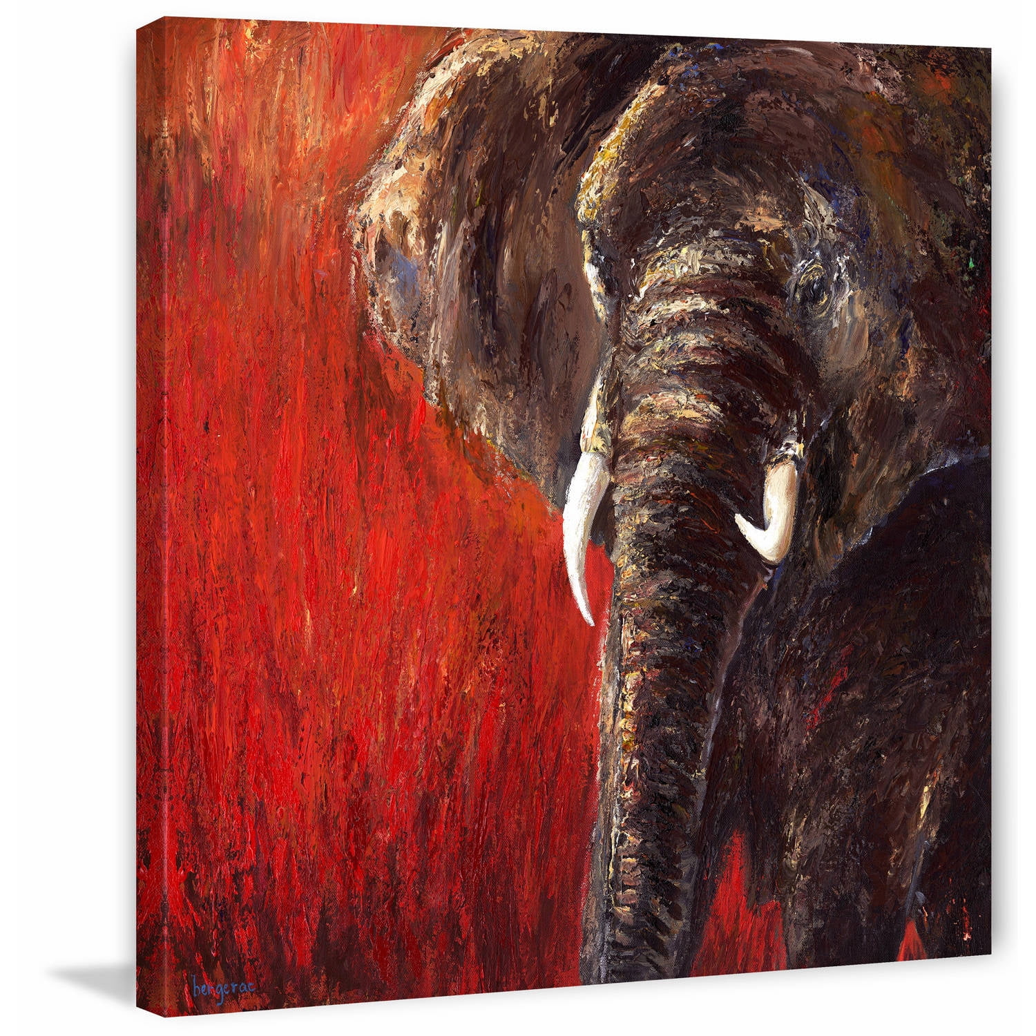 Marmont Hill "Red Tranquility" by Bergerac Painting Print on Wrapped Canvas