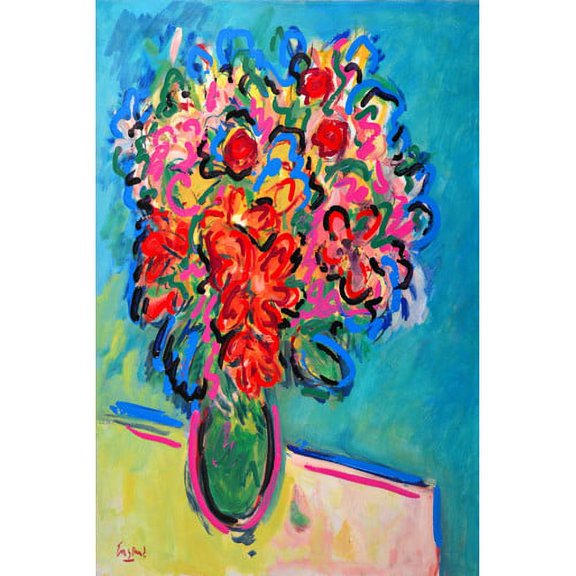 Marmont Hill "Red and Pink Bouquet" by Wayne Ensrud Painting Print on Canvas