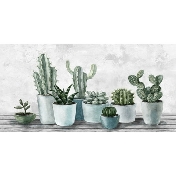 Marmont Hill Refreshing Green Succulents Painting Print on Wrapped Canvas