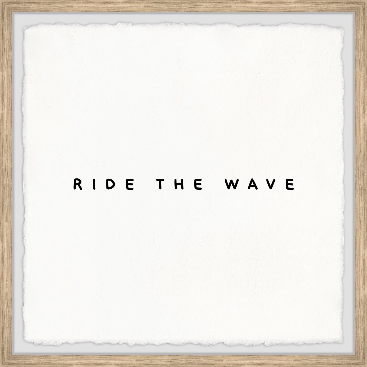 Ride the Wave Black Textual Art Print with Oak Frame