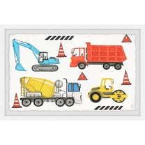 Marmont Hill Road Building Trucks Framed Wall Art