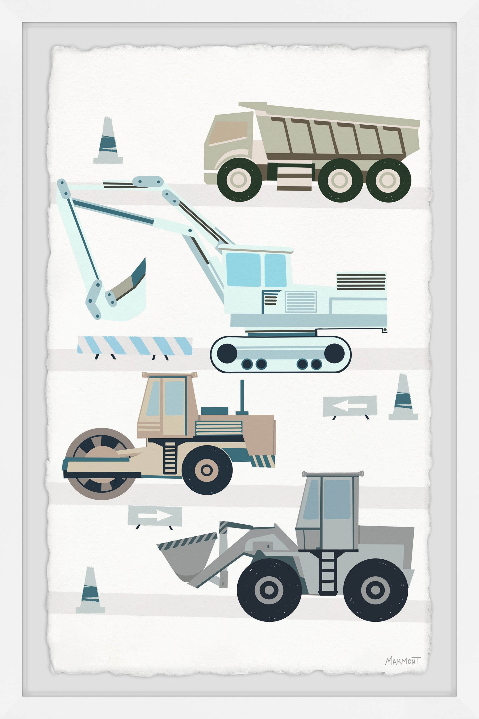 Marmont Hill Road Construction Machines Framed Wall Art
