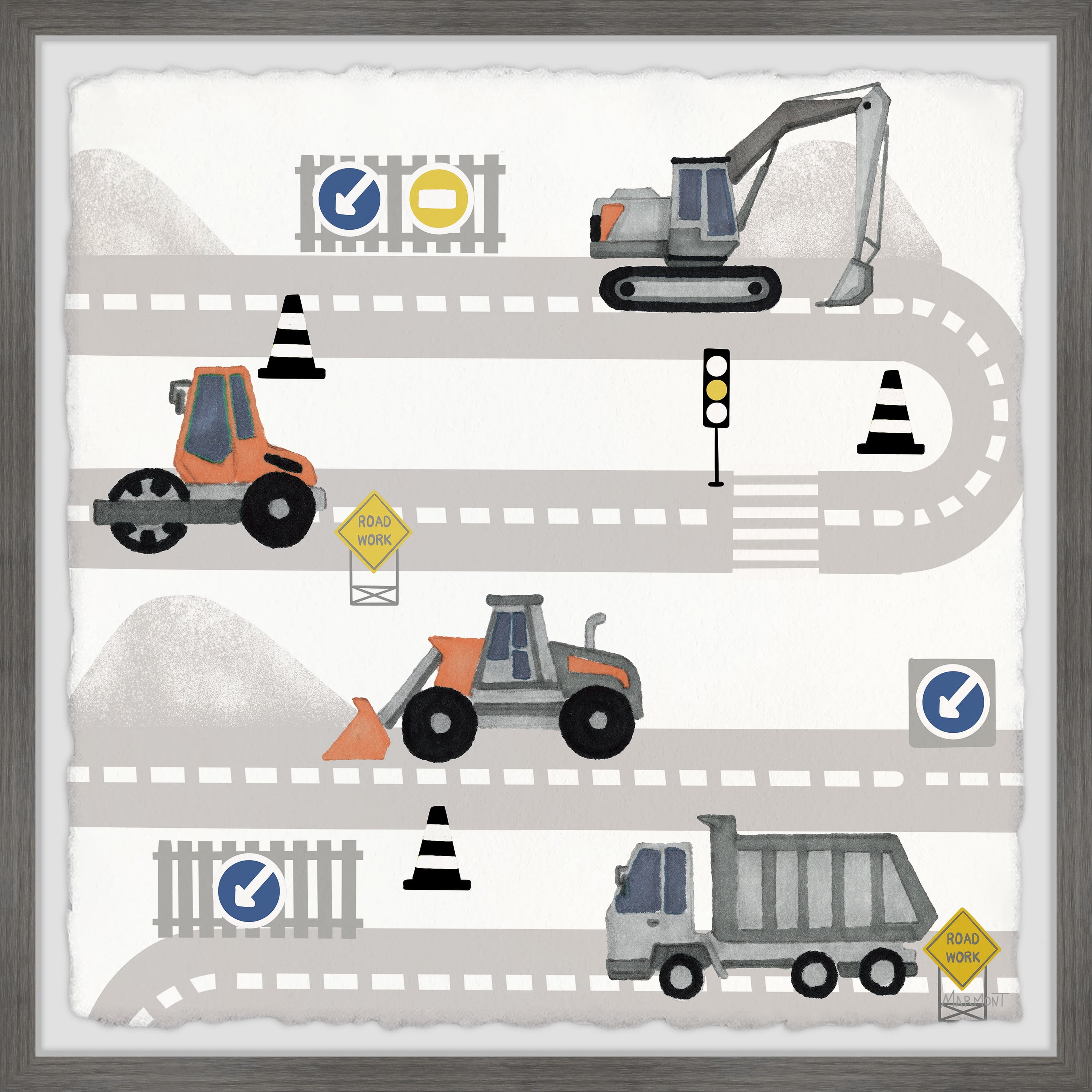 Marmont Hill Road Construction and Paving Machines Framed Wall Art