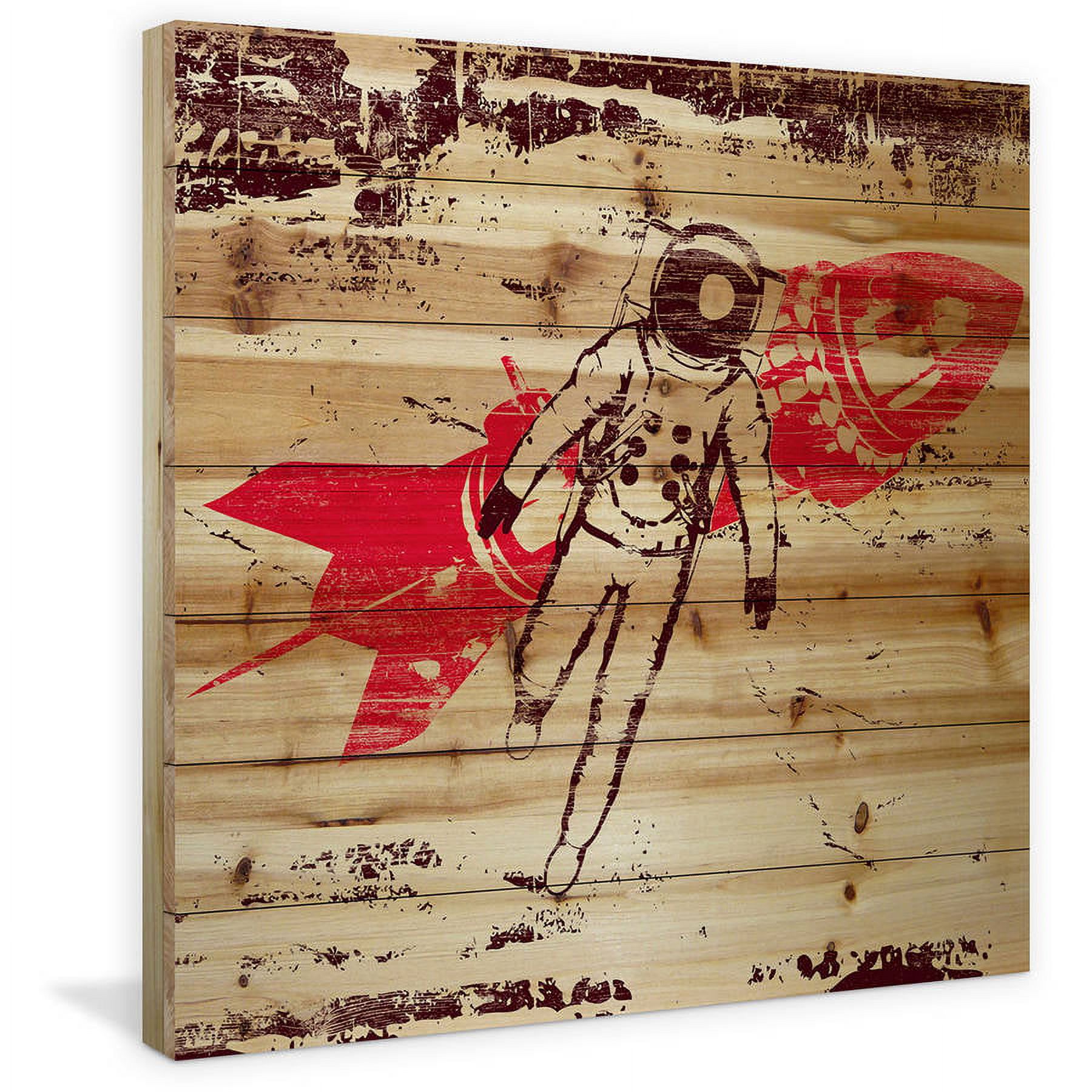 Marmont Hill - "Rocket Man" Painting Print on Natural Pine Wood