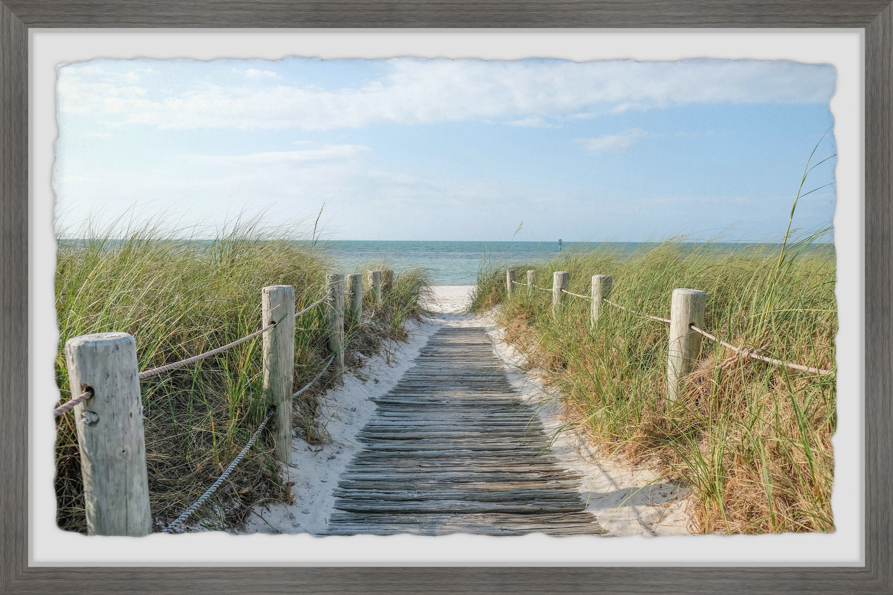 Coastal Pathway Gray Framed Canvas Print, 24" x 36"