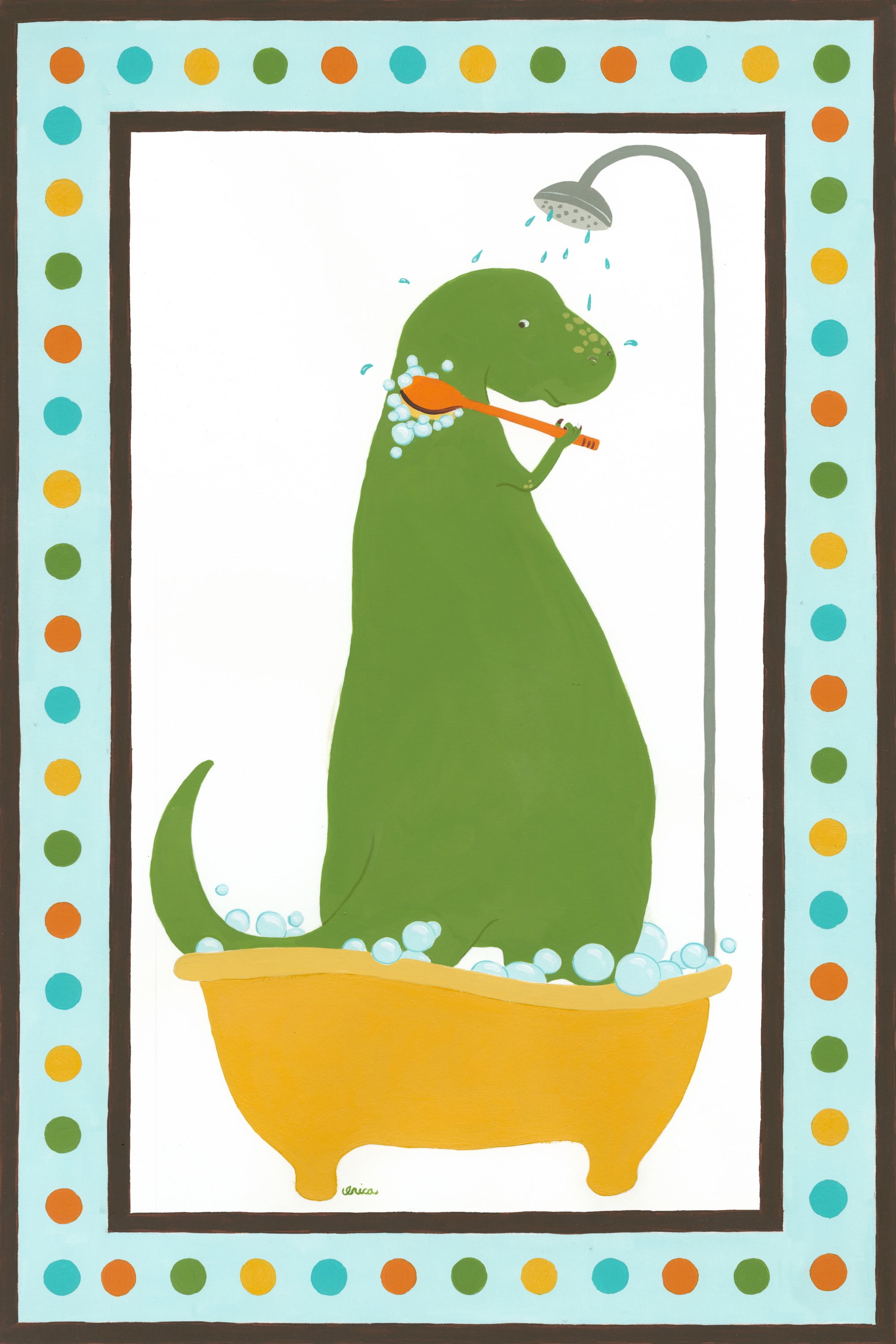 Marmont Hill Rub-a-dub Dino II Canvas Wall Art