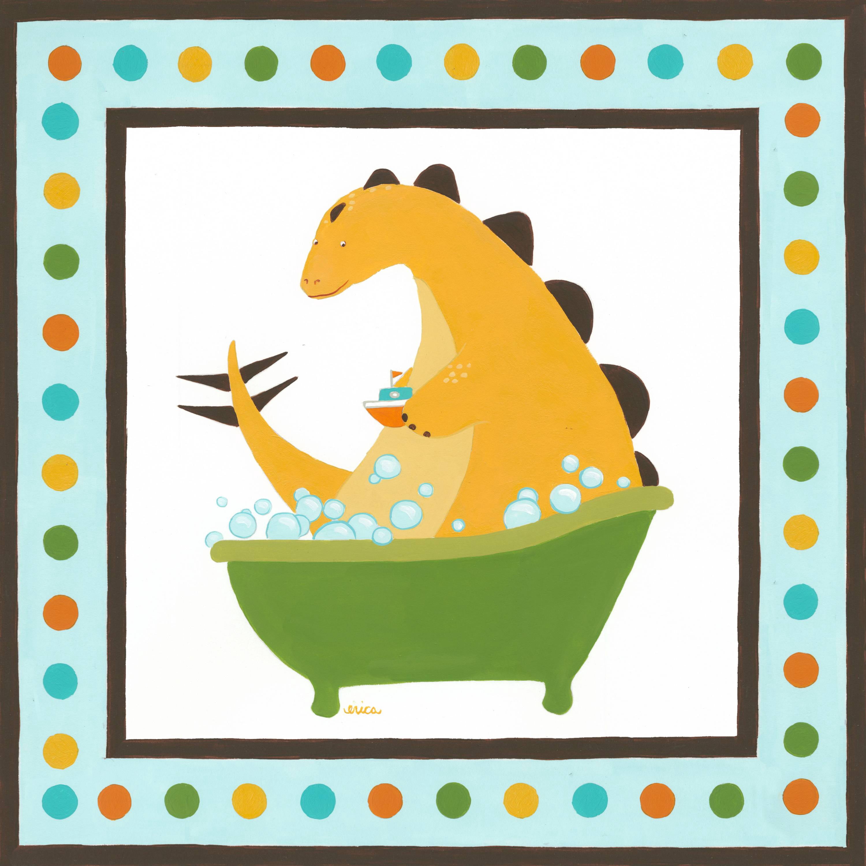 Marmont Hill Rub-a-dub Dino IV Canvas Wall Art