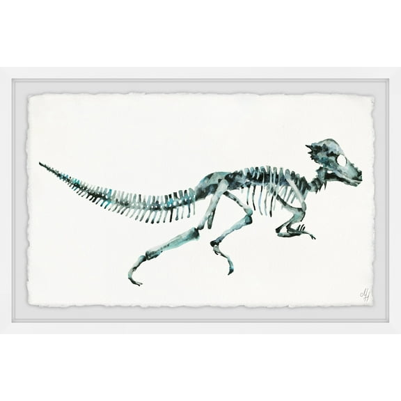 Marmont Hill Running T-Re x Skeleton Framed Wall Art, 12.00" x 1.50"