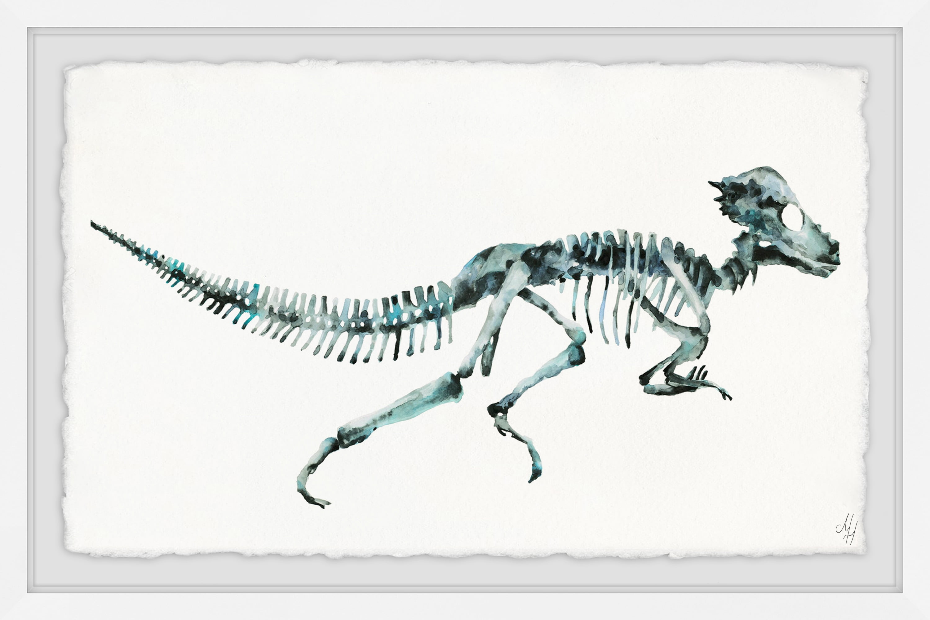 Marmont Hill Running T-Re x Skeleton Framed Wall Art, 45.00" x 1.50"