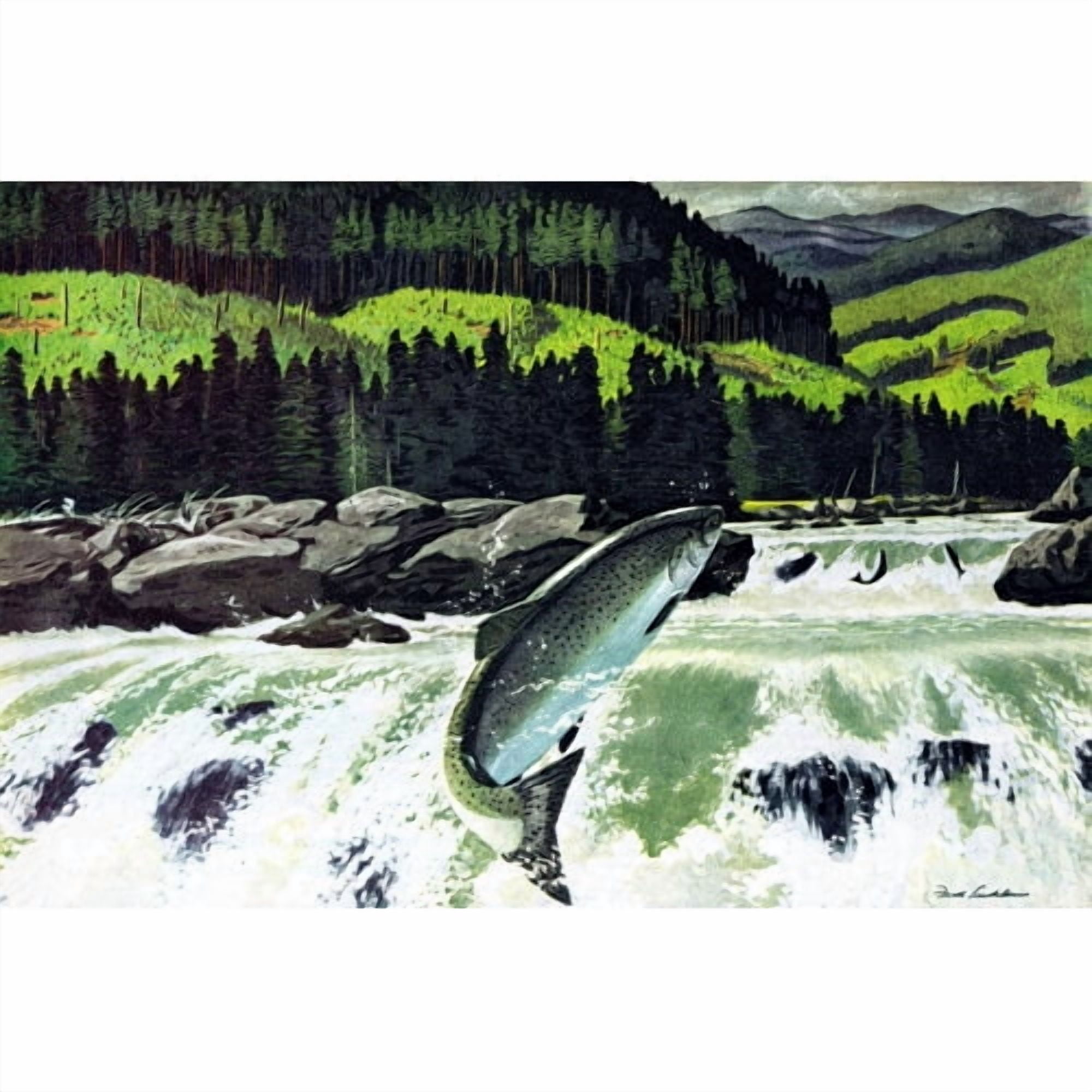 Marmont Hill - "Salmon Run" Painting Print on Wrapped Canvas