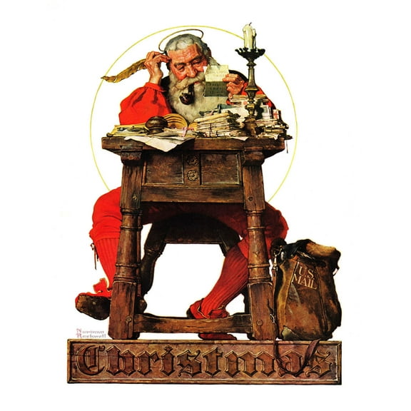 Marmont Hill "Santa at His Desk" by Norman Rockwell Painting Print on Canvas