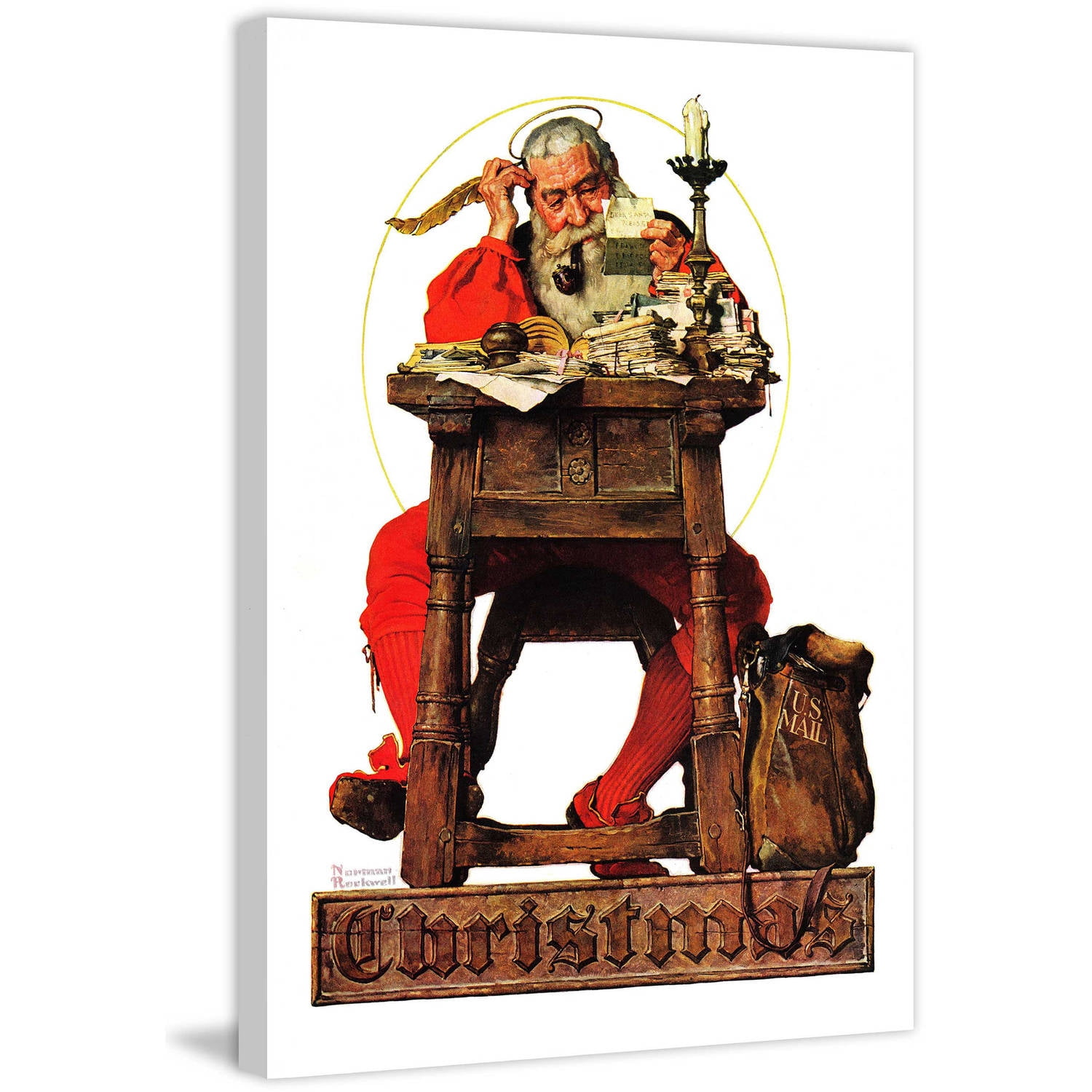 Marmont Hill "Santa at His Desk" by Norman Rockwell Painting Print on Canvas