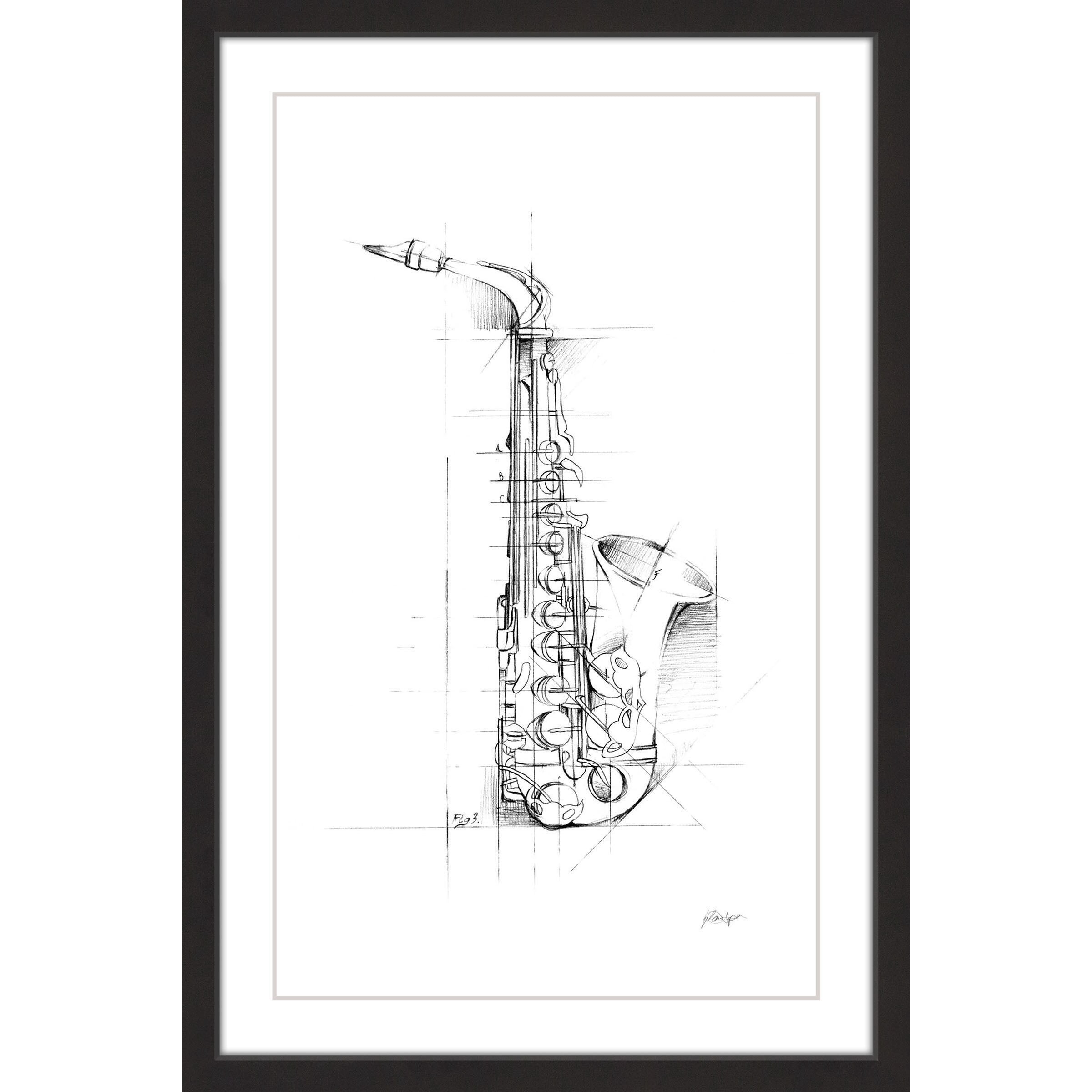 Marmont Hill "Saxaphone Sketch" Framed Painting Print