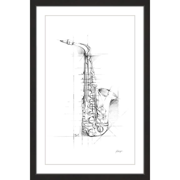 Marmont Hill "Saxaphone Sketch" Framed Painting Print