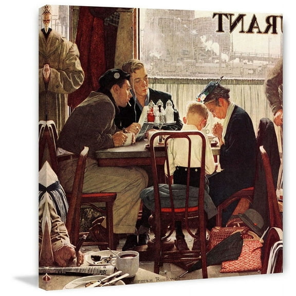 Marmont Hill Saying Grace by Norman Rockwell Canvas Wall Art