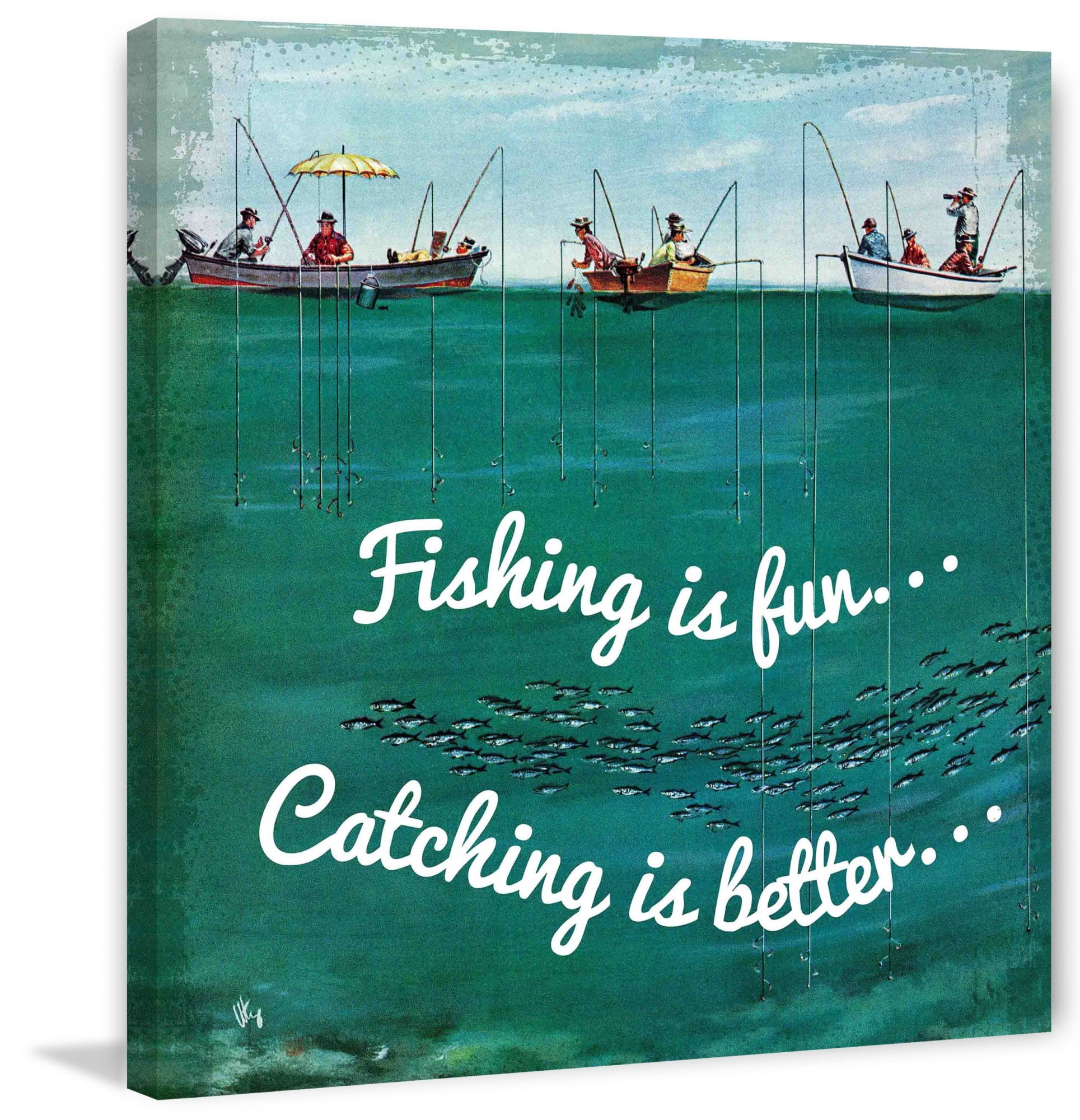 Marmont Hill School of Fish Among Lines Alternative Version by Thornton Utz Painting Print on Canvas