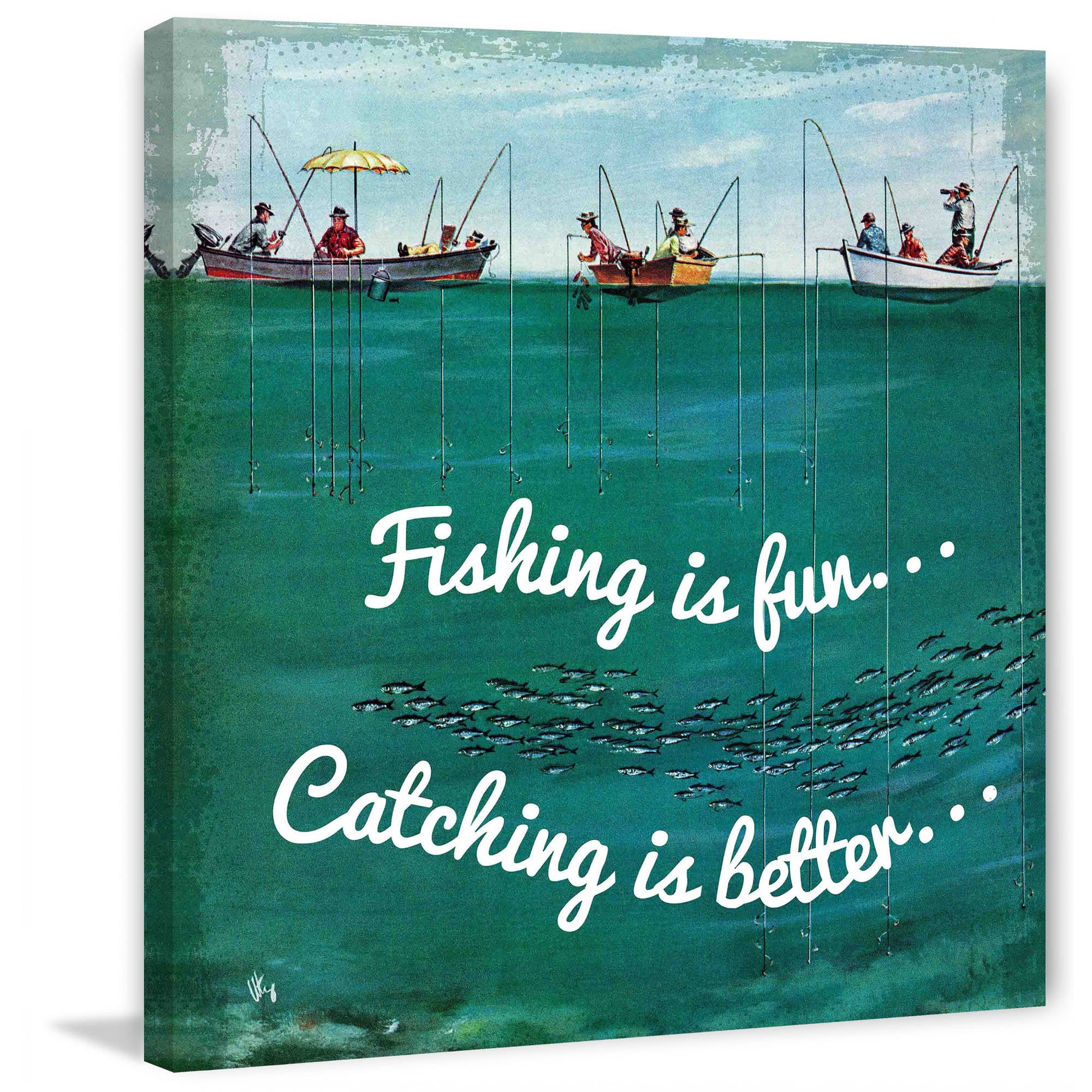 Marmont Hill School of Fish Among Lines Alternative Version by Thornton Utz Painting Print on Canvas