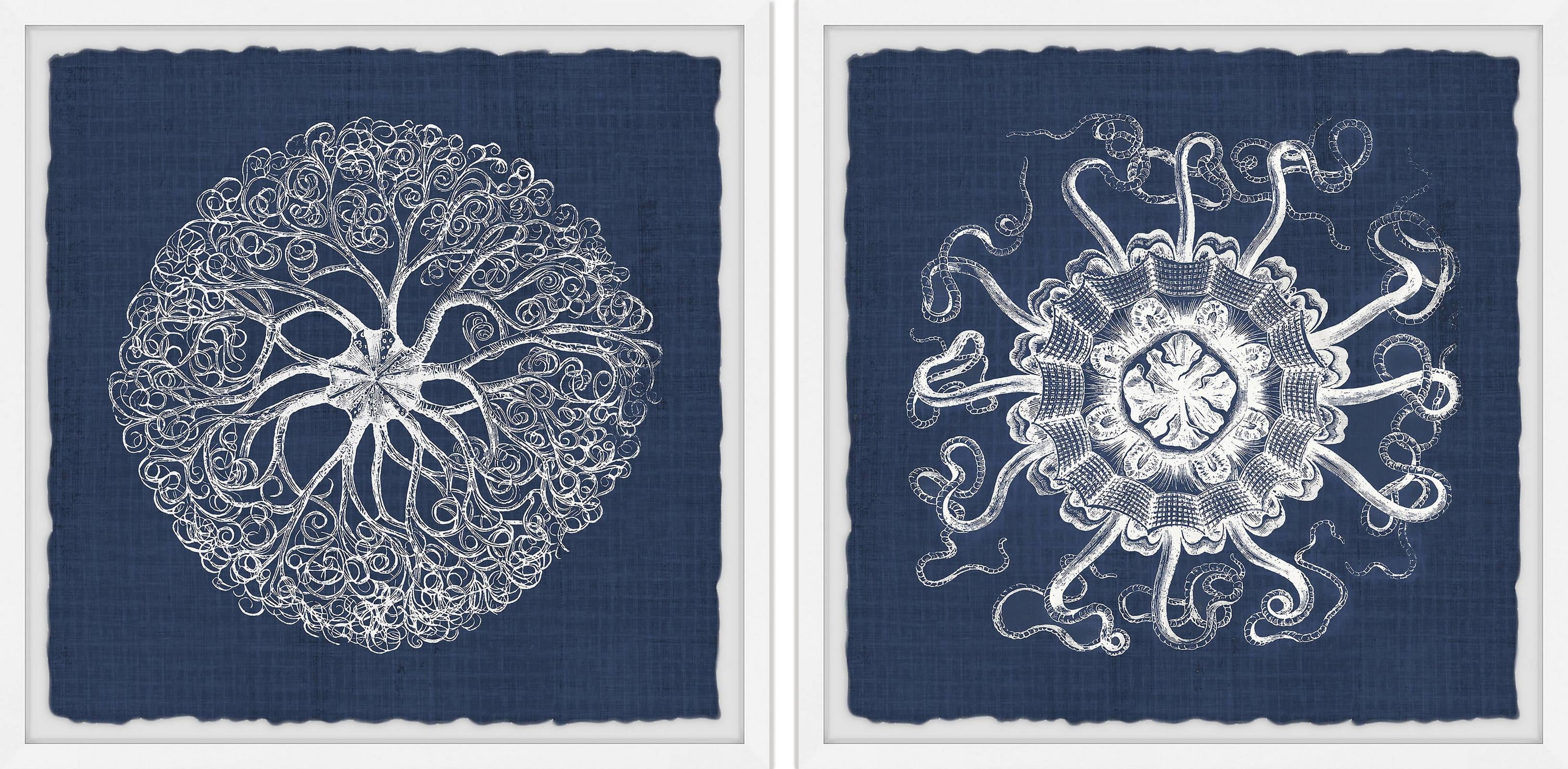 Marmont Hill Sea Anemone On Indigo Ii Diptych, Art Prints, 36.00" x 1.50"