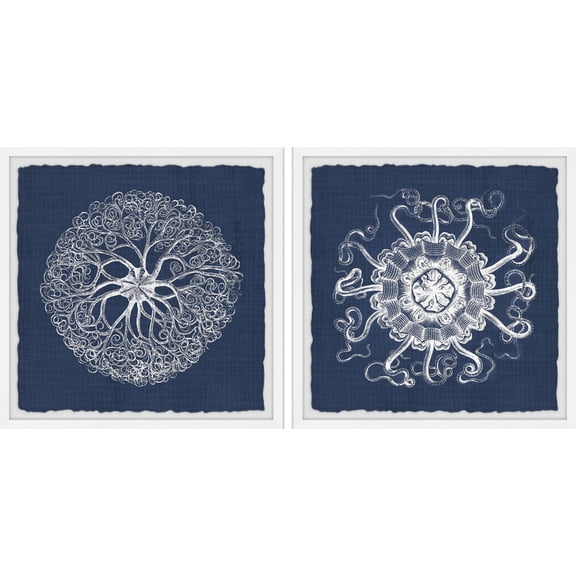 Marmont Hill Sea Anemone on Indigo II Diptych