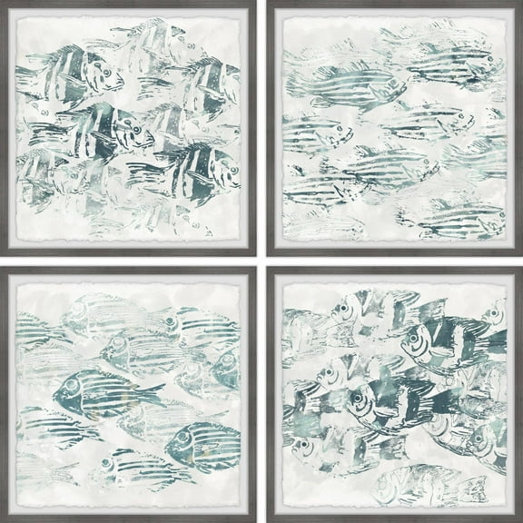 Marmont Hill Sea life Batik X Quadriptych Art Prints
