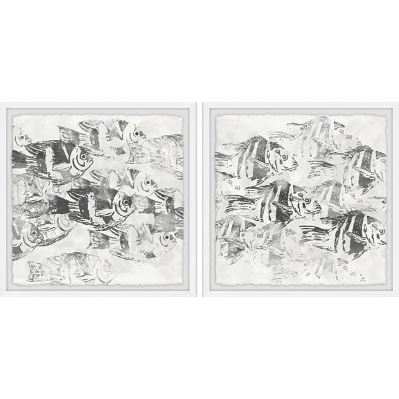 Marmont Hill Sea life Batik x iv Diptych, Art Prints 24.00" x 1.50"