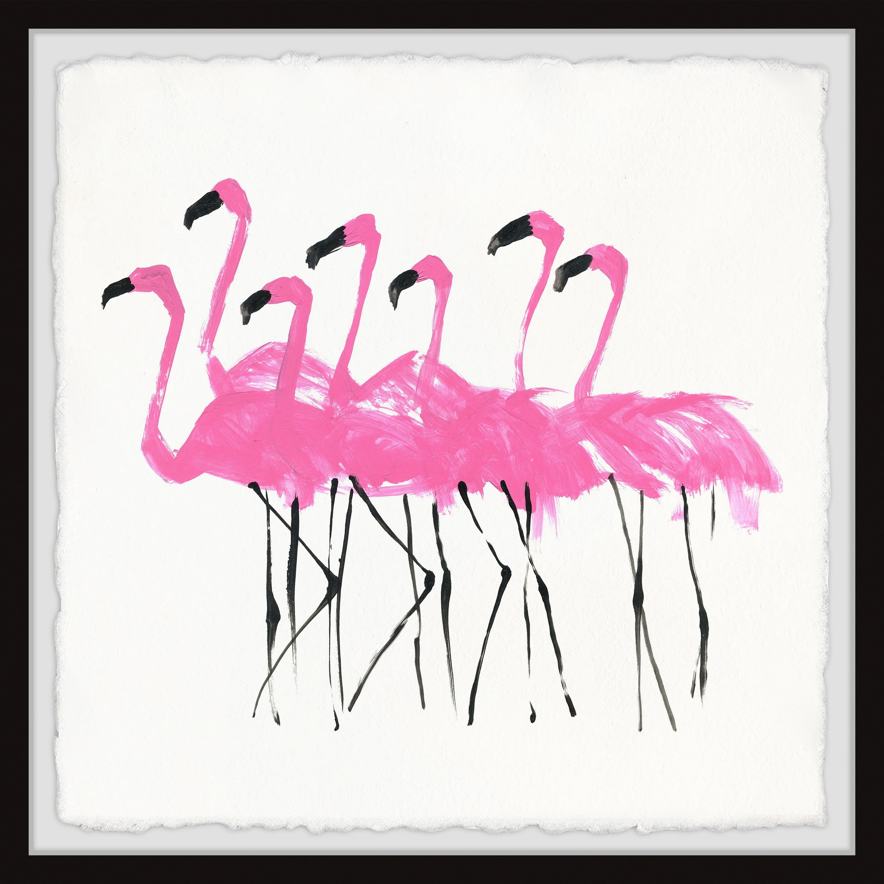 Sexy Flamingos Pink and Black Framed Wall Art Print