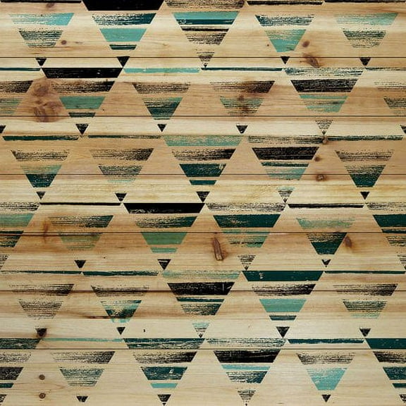 Marmont Hill - "Shaded Triangles" Painting Print on Natural Pine Wood