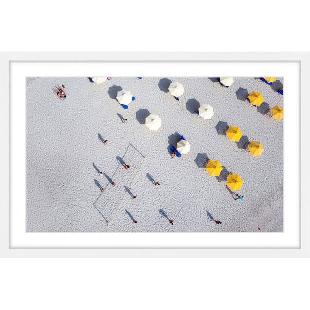 Large White and Yellow Framed Canvas Print