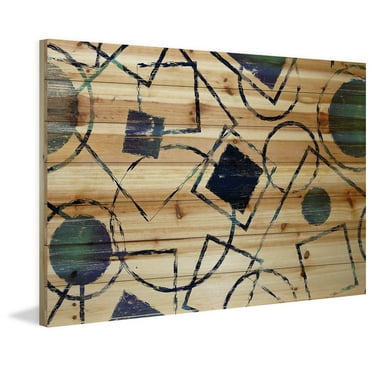 Marmont Hill - "Shape Party" Painting Print on Natural Pine Wood