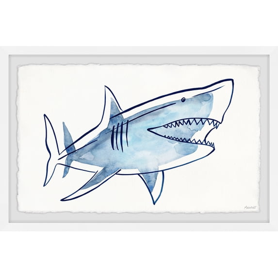 Marmont Hill Shark Outline Framed Wall Art, 16" x 24"