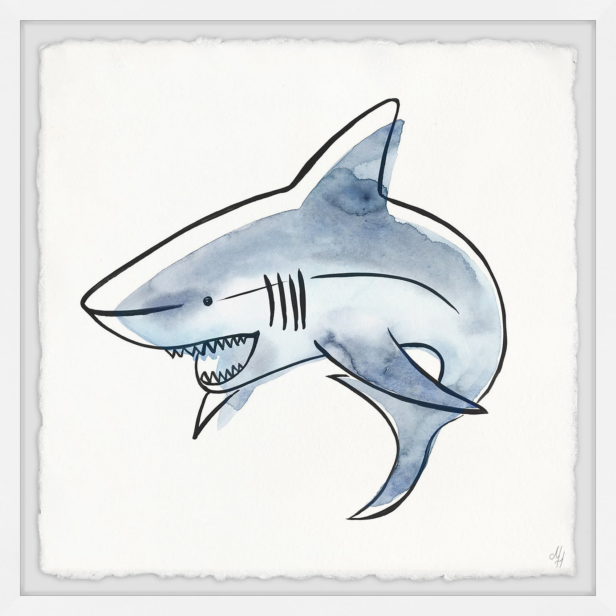 Blue Shark Canvas Print for Kids' Nursery, 32" x 32"