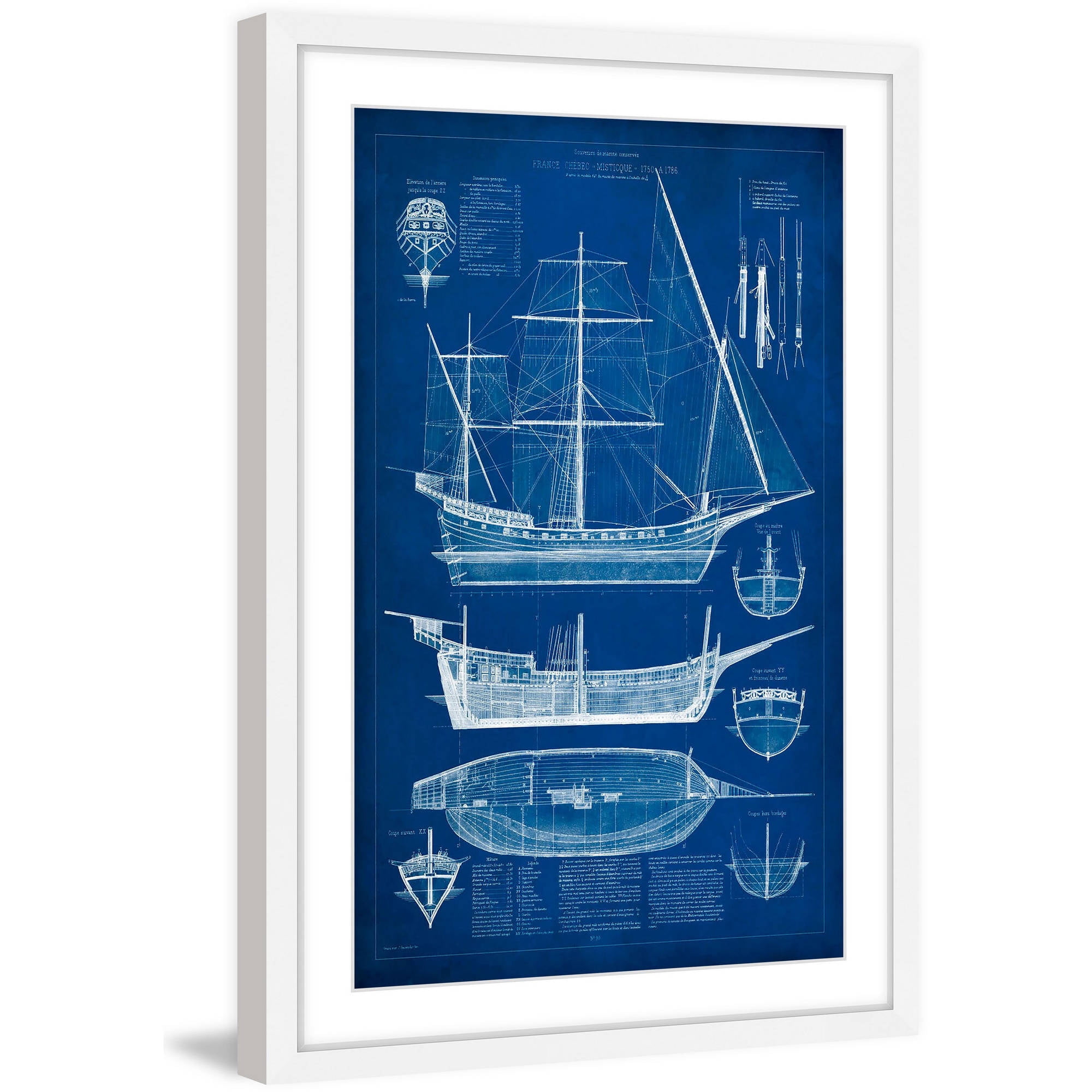 Marmont Hill "Ship Blueprint I" Framed Painting Print