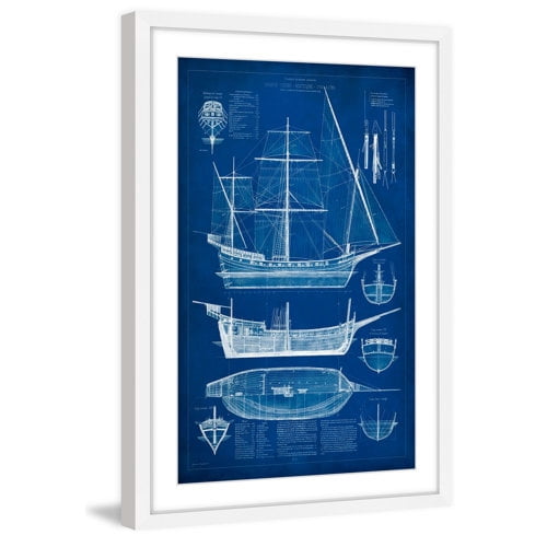 Marmont Hill "Ship Blueprint I" Framed Painting Print