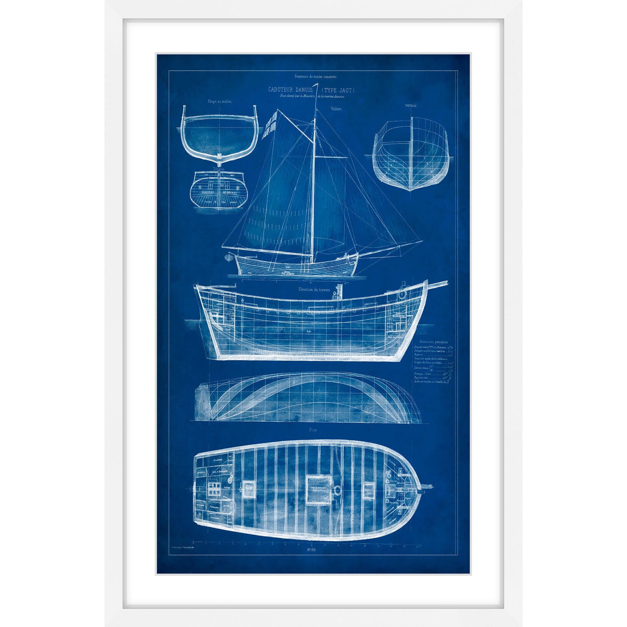 Marmont Hill "Ship Blueprint II" Framed Painting Print
