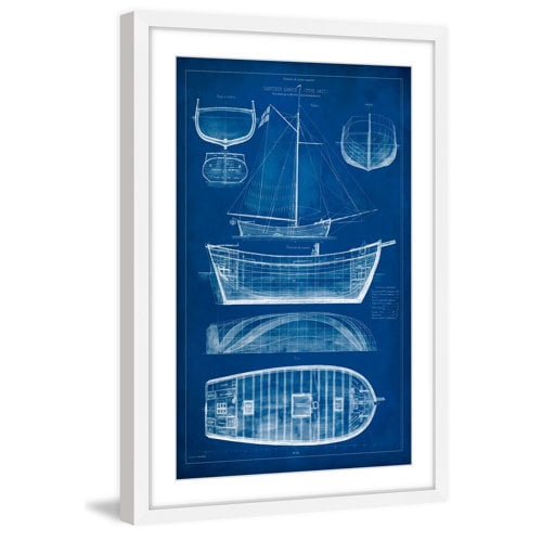 Marmont Hill "Ship Blueprint II" Framed Painting Print