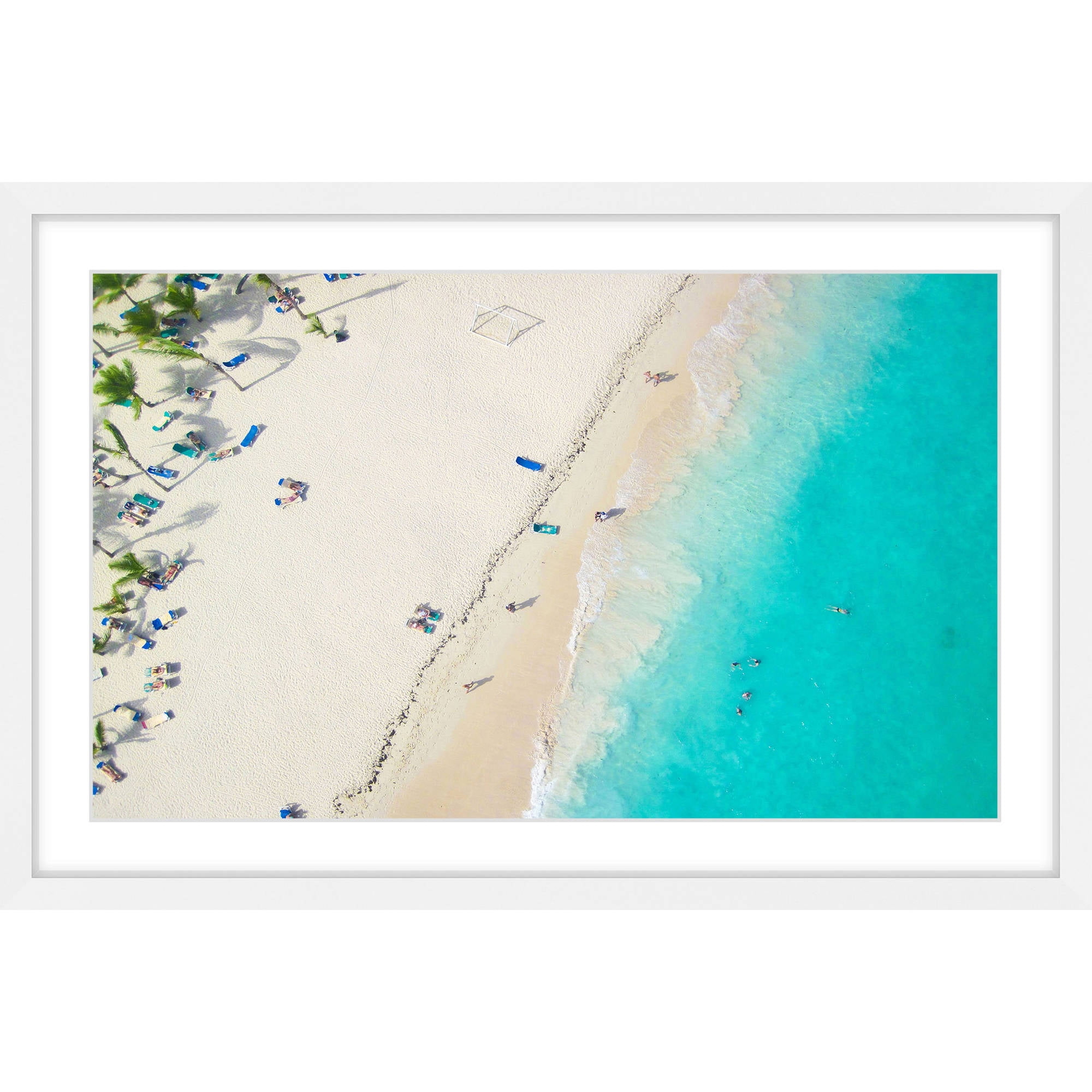 Large Coastal Landscape Print on Canvas with White Frame