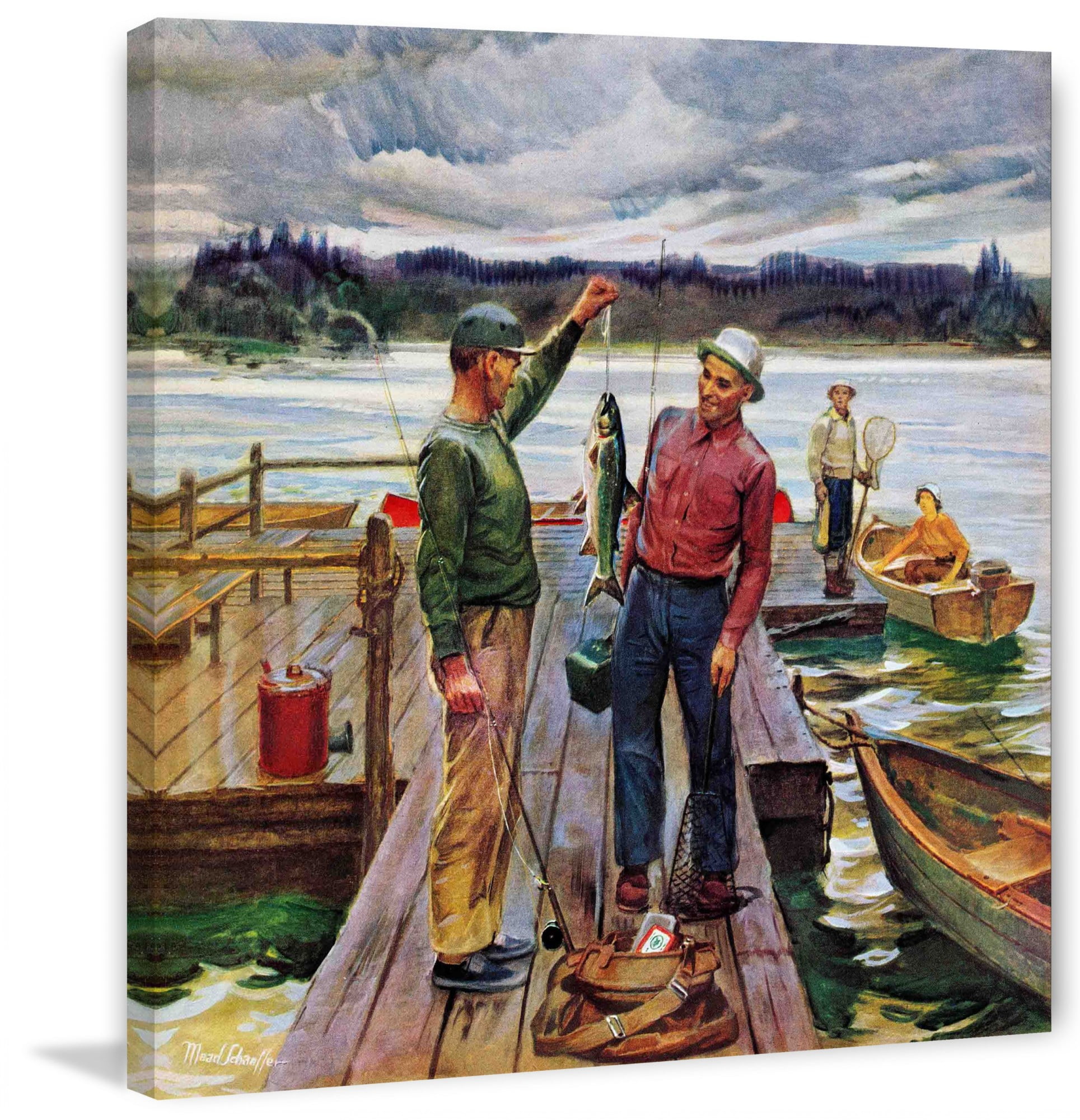 Marmont Hill Showing Off the Big One by Mead Schaeffer Painting Print on Canvas