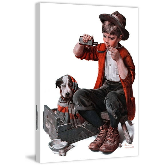 Marmont Hill "Sick Puppy" by Norman Rockwell Painting Print on Canvas