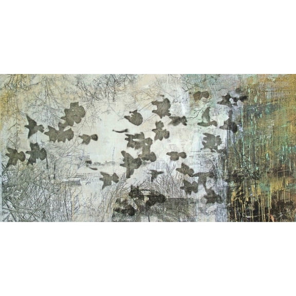 Marmont Hill Inc Handmade Silver Flock Fine Hand-stretched Gallery Canvas Art (USA) - Multi