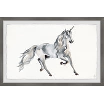 Marmont Hill Silver Unicorn Framed Wall Art, 24.00" x 1.50"