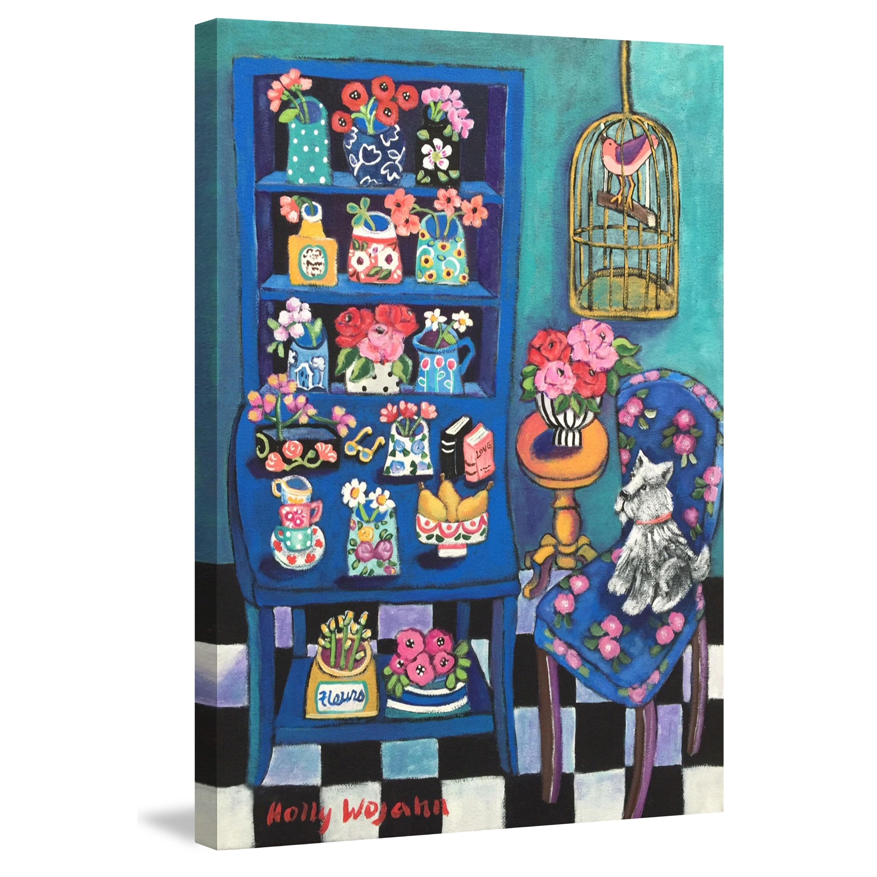 Marmont Hill "Sitting with the Flowers" by Holly Wojahn Painting Print on Wrapped Canvas