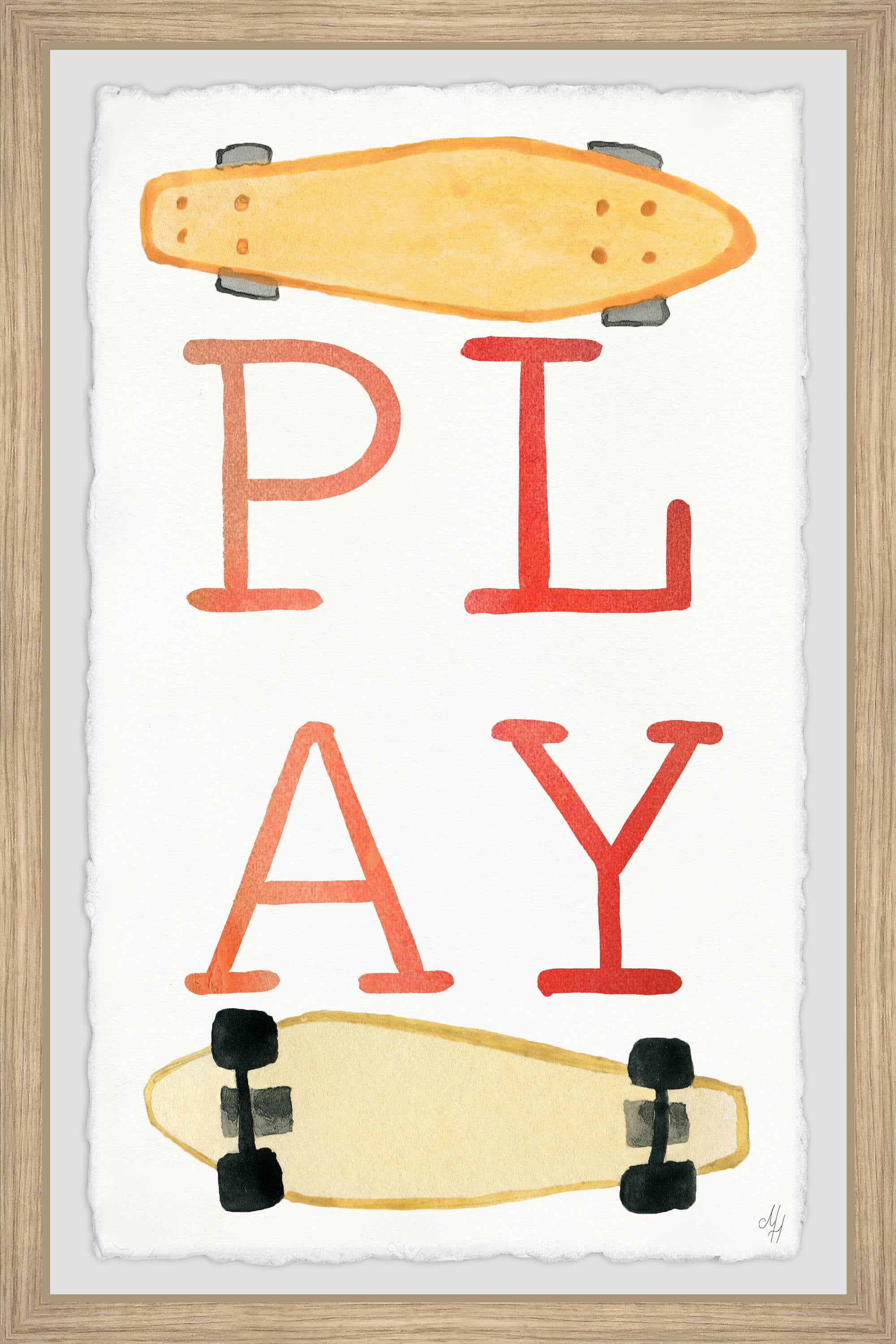 Marmont Hill Skateboard Play Framed Wall Art, 16.00" x 1.50"